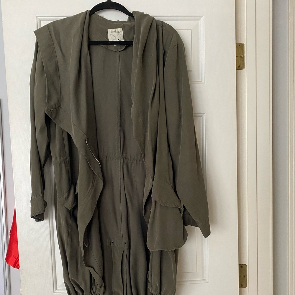 olive green trench coat
